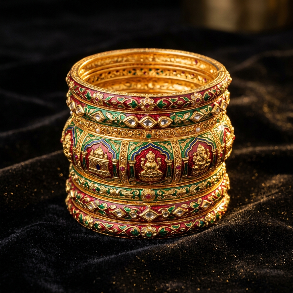 Handcrafted Temple Gold Kadas