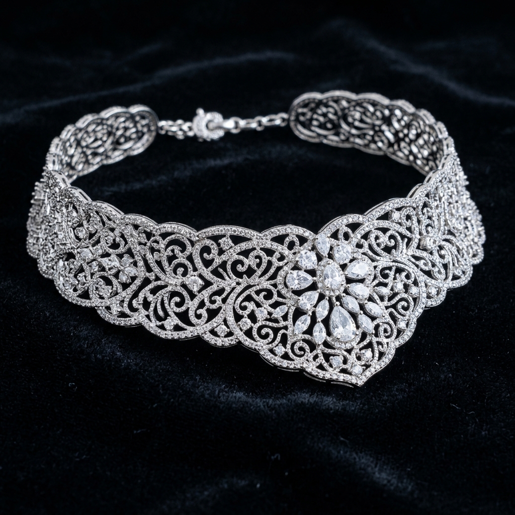 Filigree Silver Bridal Choker