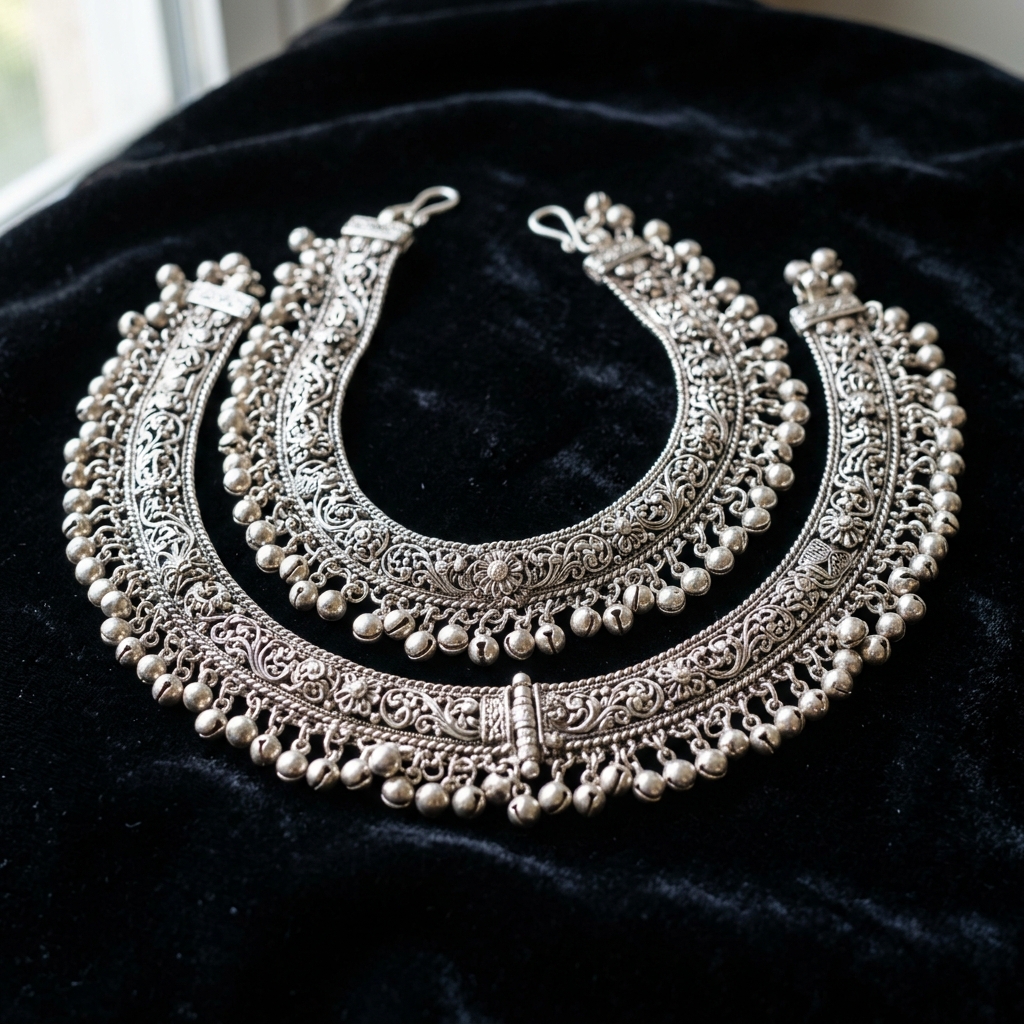 Tribal Bell Ghungroo Silver Payal