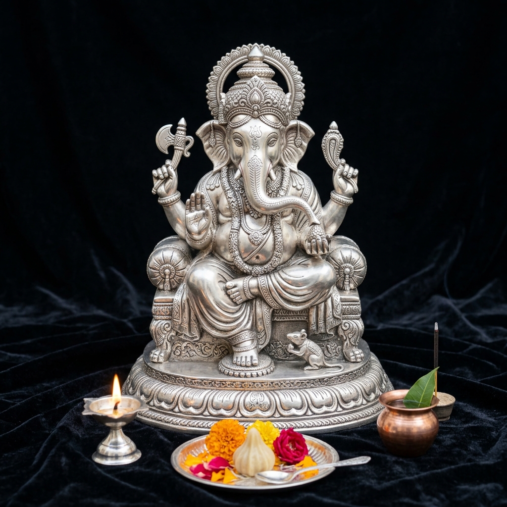 925 Pure Silver Lord Ganesha Idol