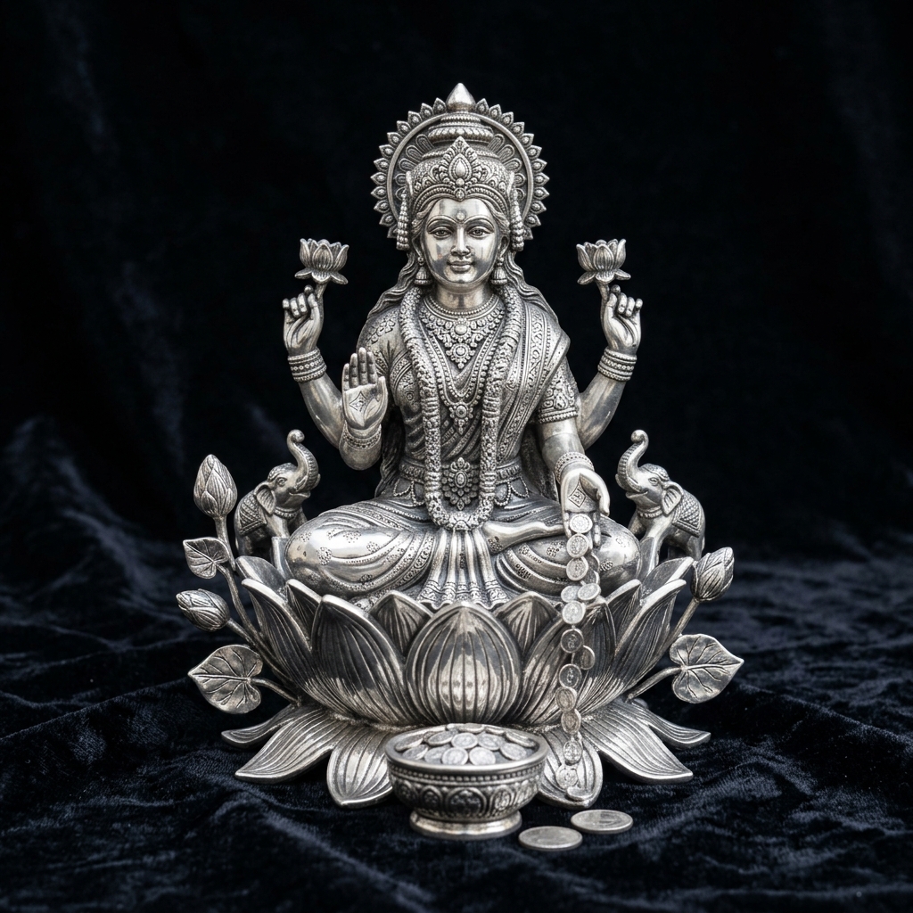 Pure Silver Lakshmi Murti Sculpture