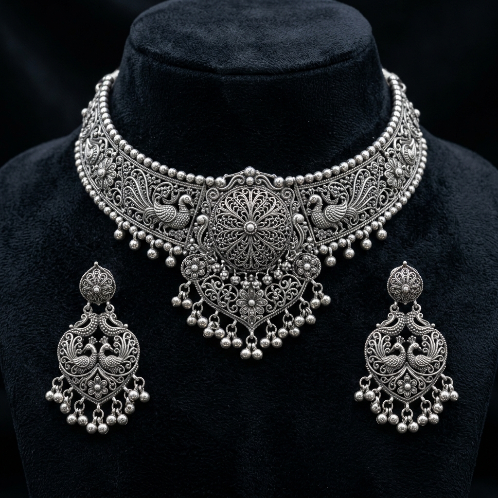 925 Sterling Silver Tribal Choker