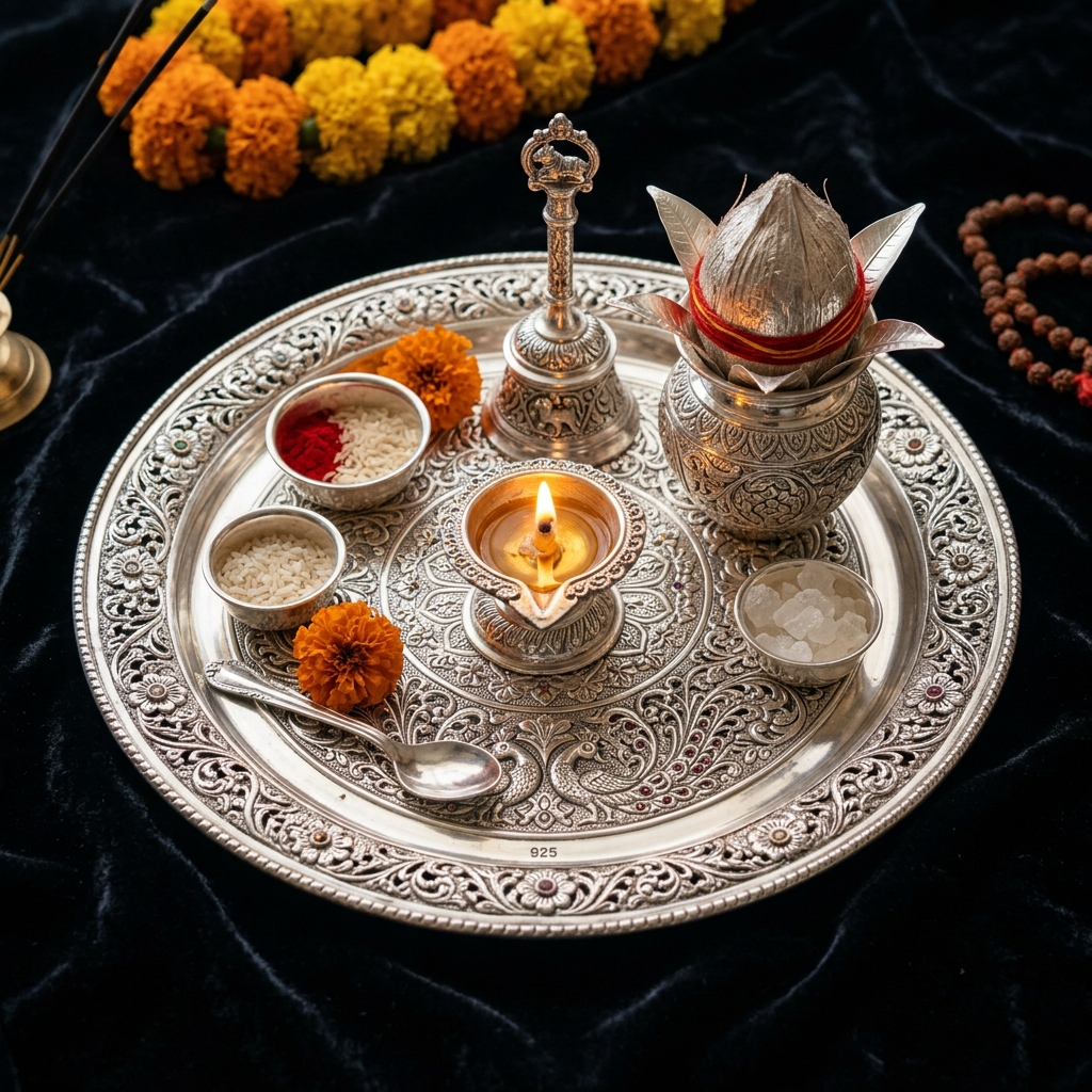 Pure Silver Puja Thali Set