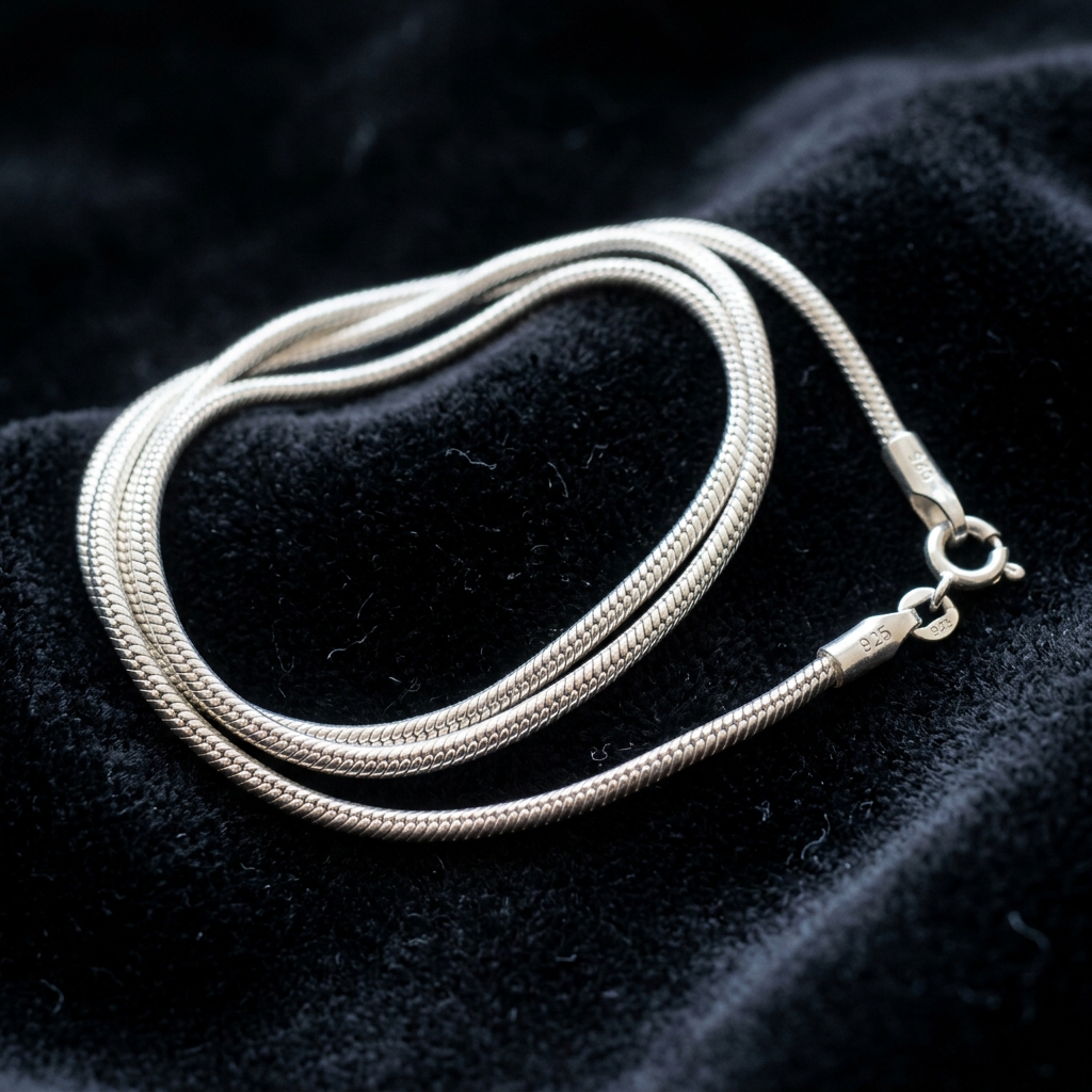 Oxidized Silver Snake Chain